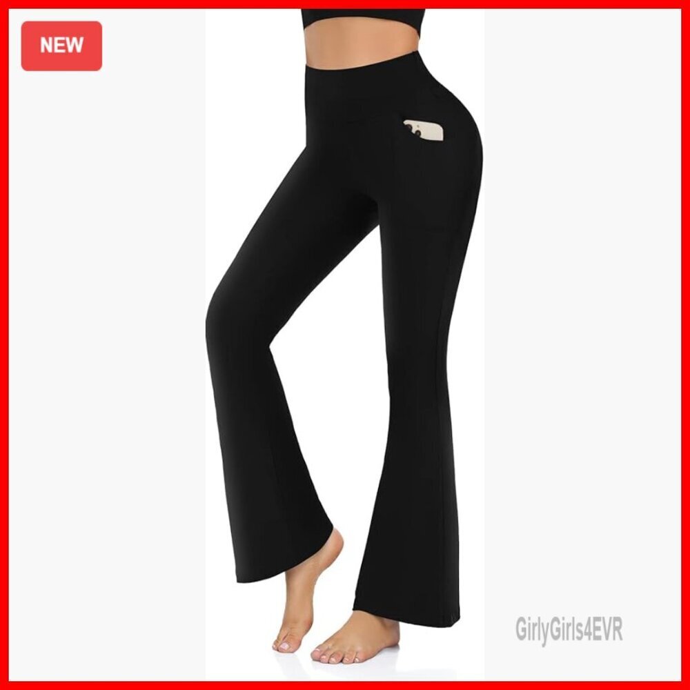High Waist Flare Leggings with Pockets - Tummy Control Yoga Pants